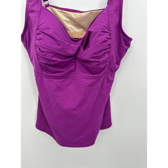 Lands End Womens Purple Tankini Bathing Suit Top Size 14 Beach Vaca Swim - Picture 3 of 7